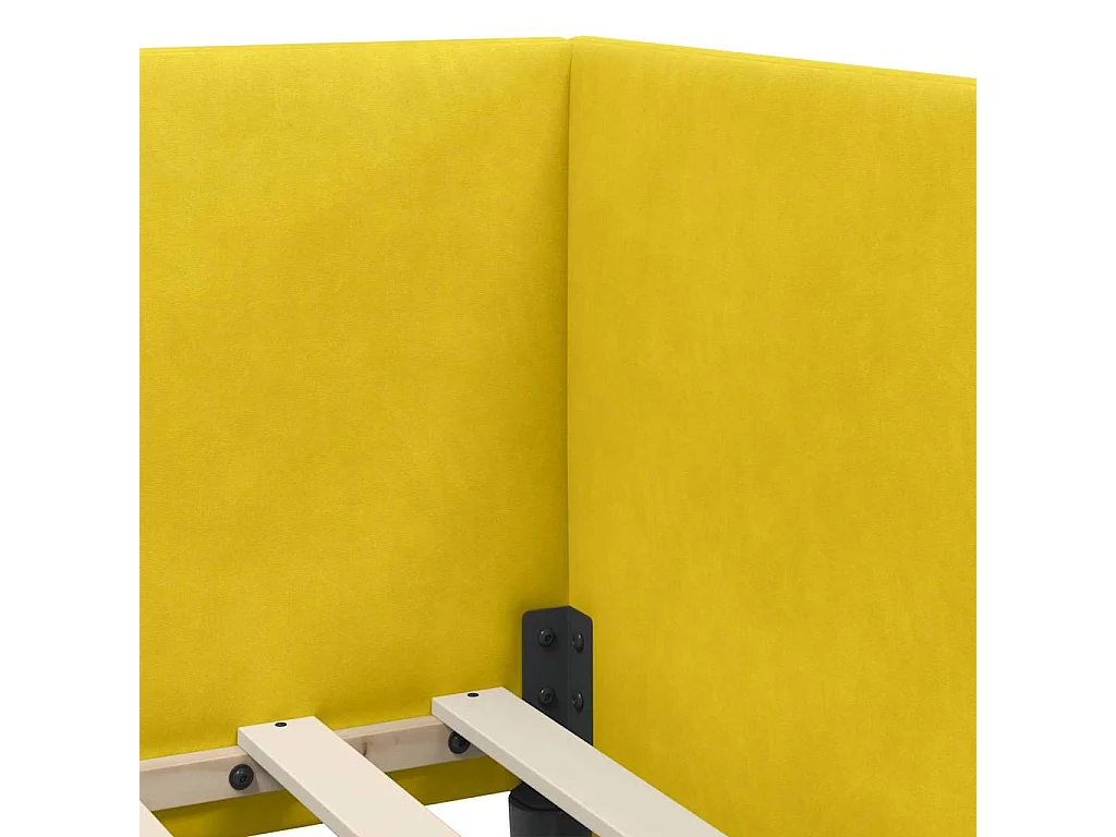 Cadre de lit d'angle avec tête de lit Jaune 90 x 200 cm Velours
