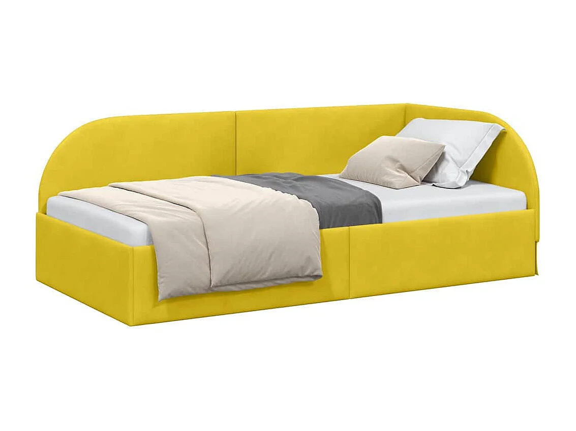 Estructura de cama en esquina Amarillo 90 x 200 cm Terciopelo