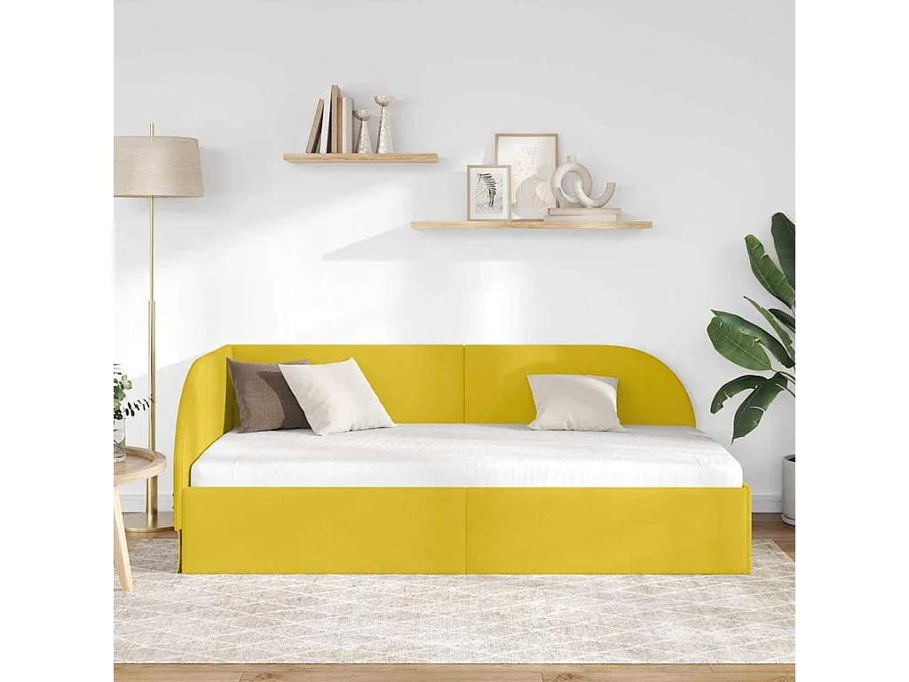 Estructura de cama en esquina Amarillo 90 x 200 cm Terciopelo