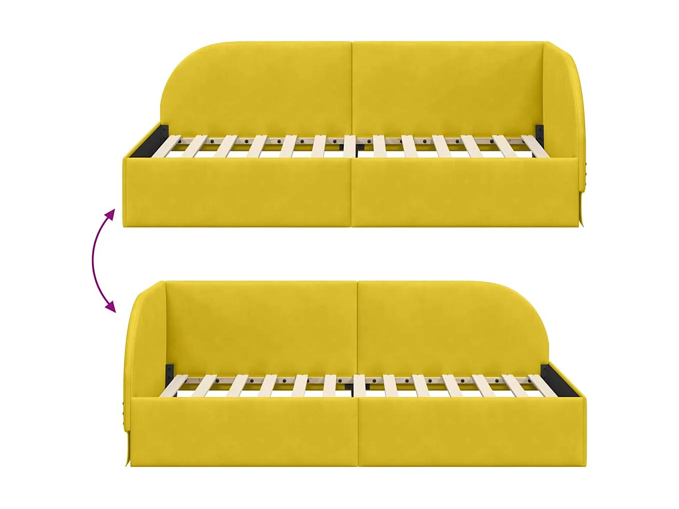 Estructura de cama en esquina Amarillo 90 x 200 cm Terciopelo