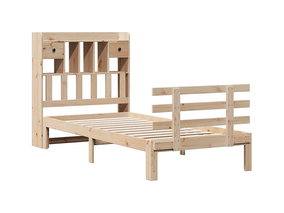 Lit bibliothèque sans matelas 90x190 cm bois de pin massif