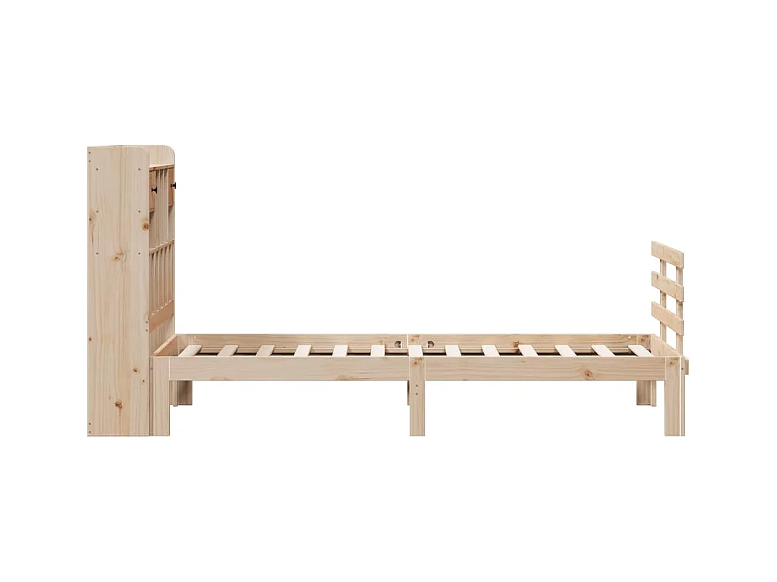 Lit bibliothèque sans matelas 90x190 cm bois de pin massif