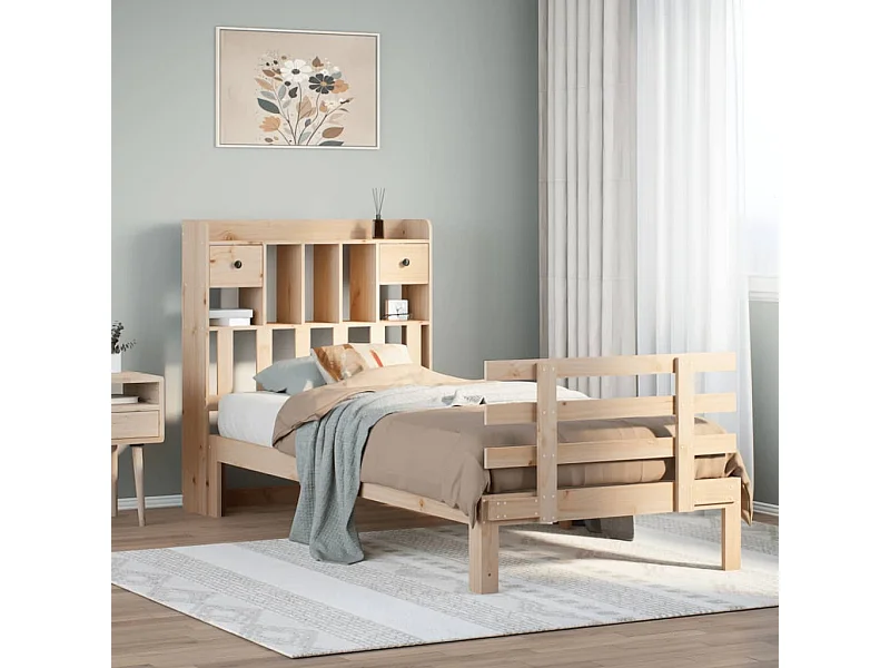 Cama com estante sem colchão 90x190 cm pinho maciço