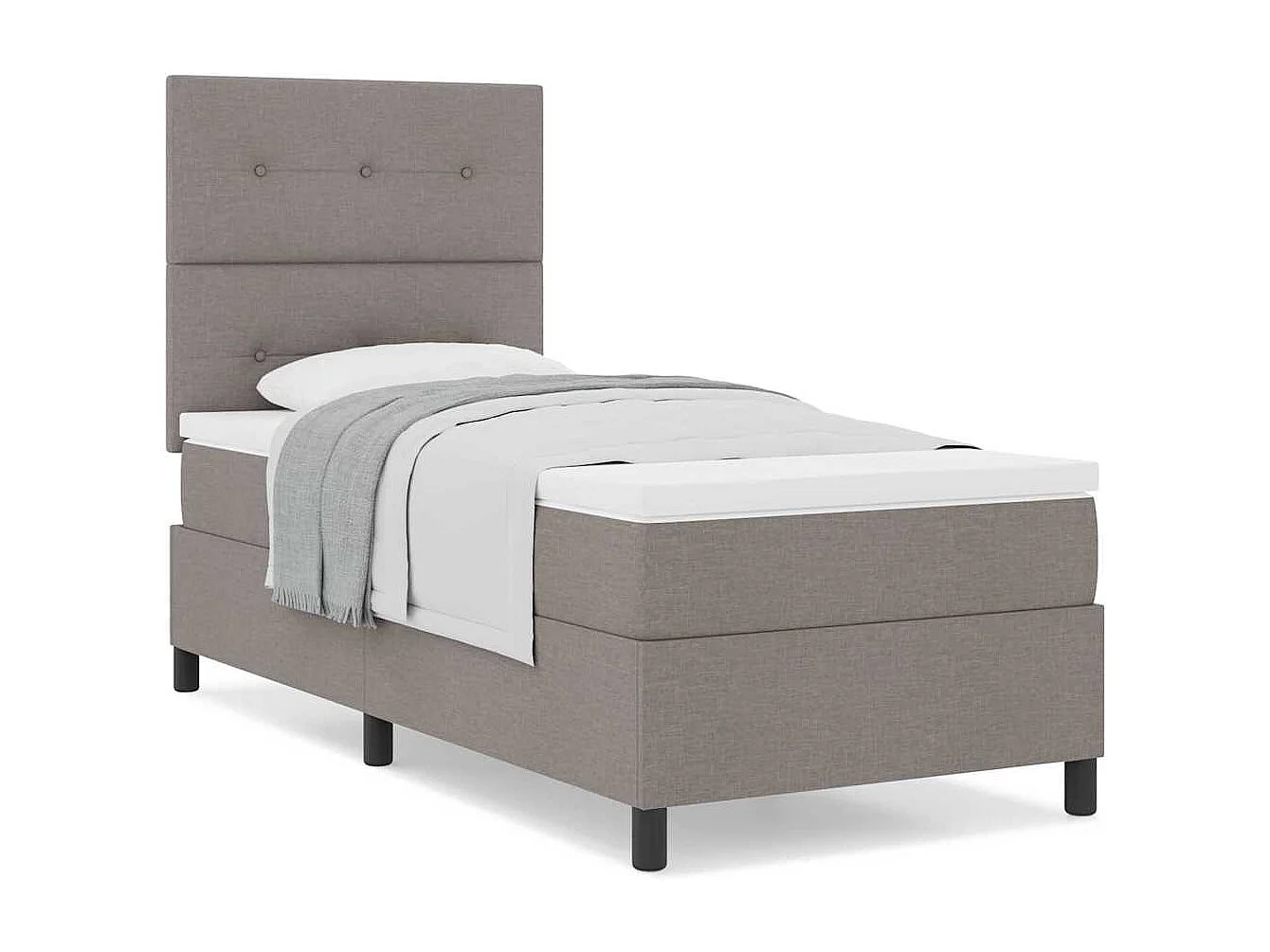 Cadre de lit avec matelas Taupe 90 x 190 cm tissu