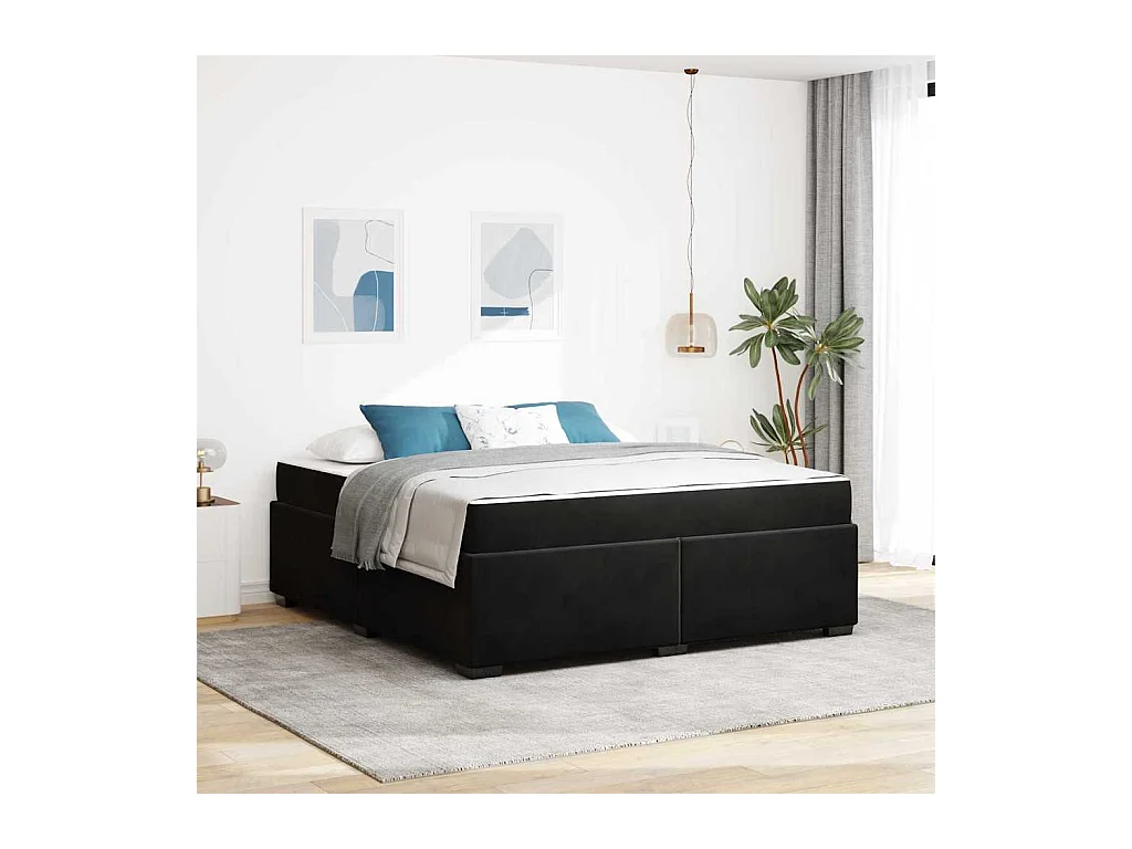 Cadre de lit avec matelas Noir 180 x 200 cm Velours