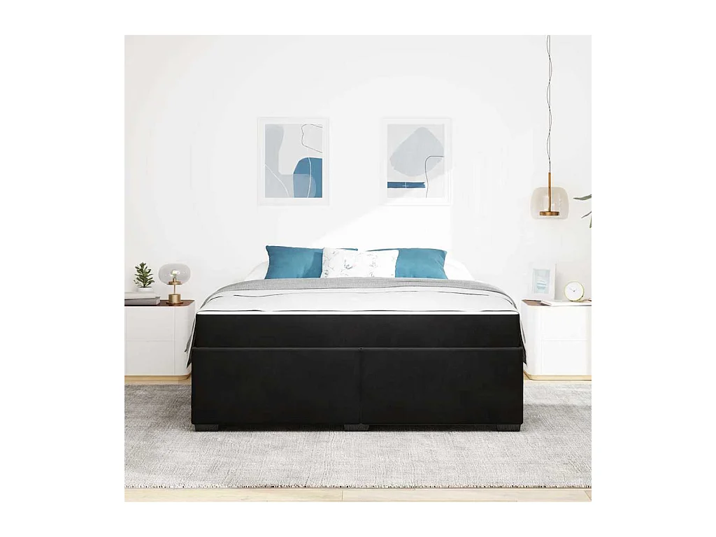 Cadre de lit avec matelas Noir 180 x 200 cm Velours