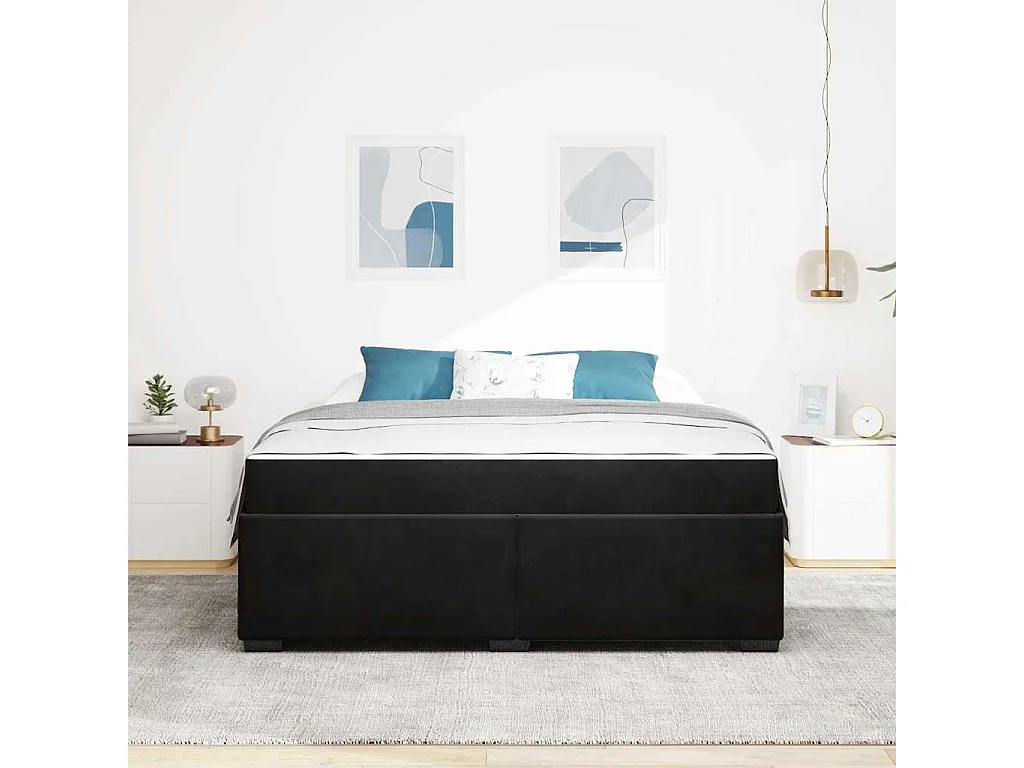 Cadre de lit avec matelas Noir 180 x 200 cm Velours