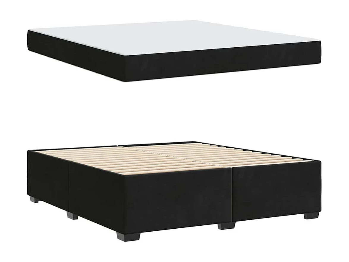 Cadre de lit avec matelas Noir 180 x 200 cm Velours