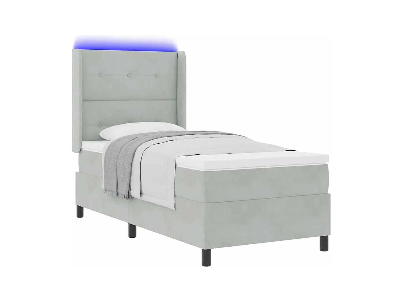 Cadre de lit avec Matelas LED Gris clair 80 x 200 cm Velours