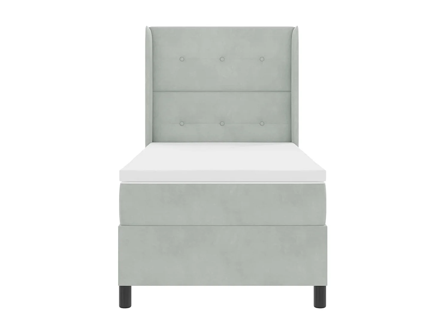 Cama con Box Spring LED y Colchón Manual Gris claro 80 x 200 cm