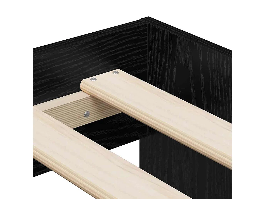 Opbergbedframe met opslag Zwart eiken 90 x 200 cm Bewerkt hout