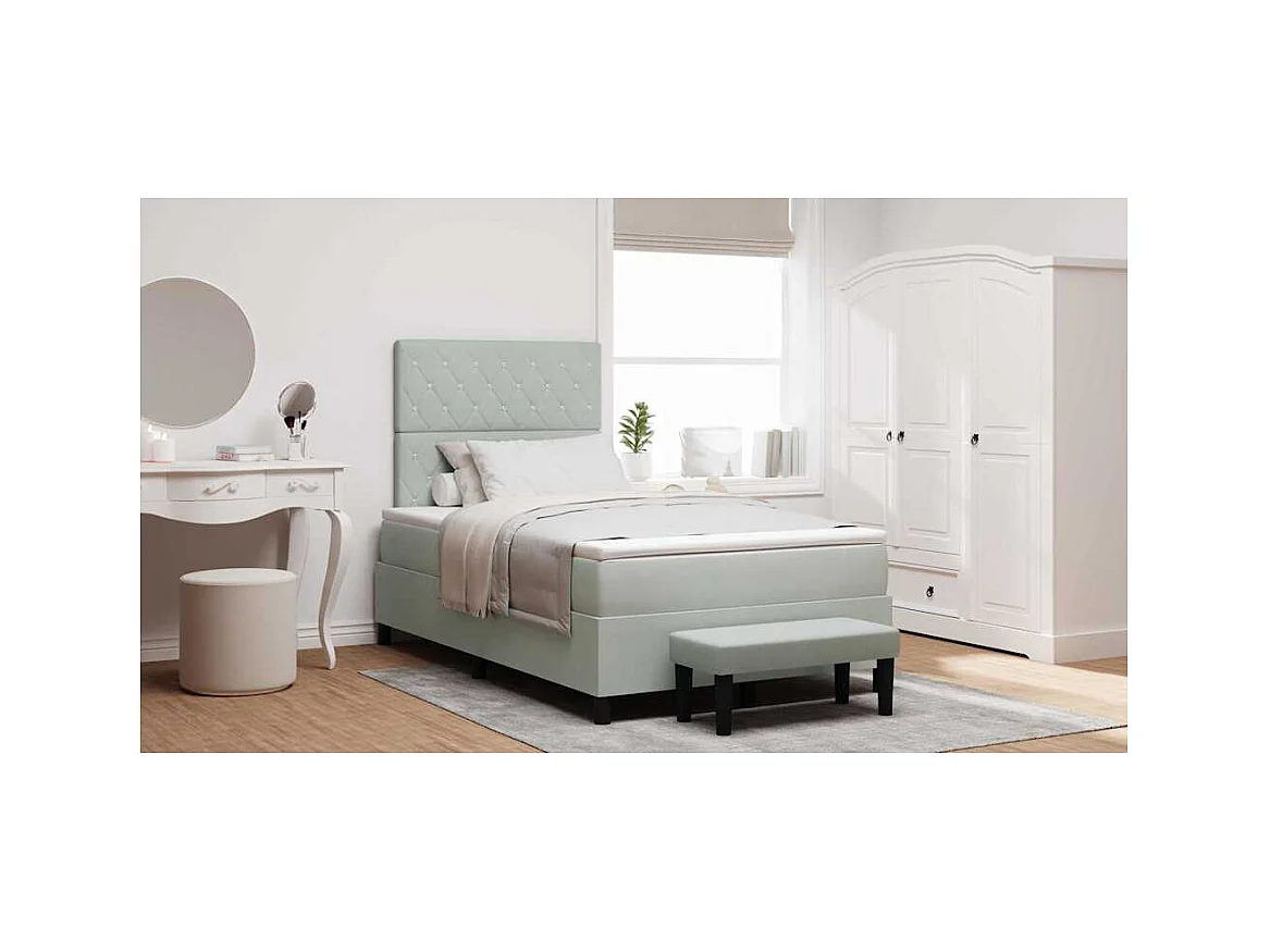 Cadre de lit avec matelas Gris clair 120 x 190 cm Velours