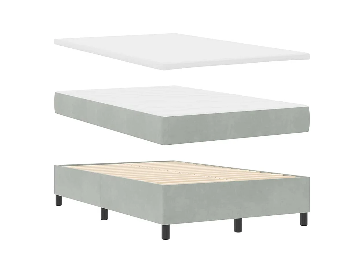Cadre de lit avec matelas Gris clair 120 x 190 cm Velours