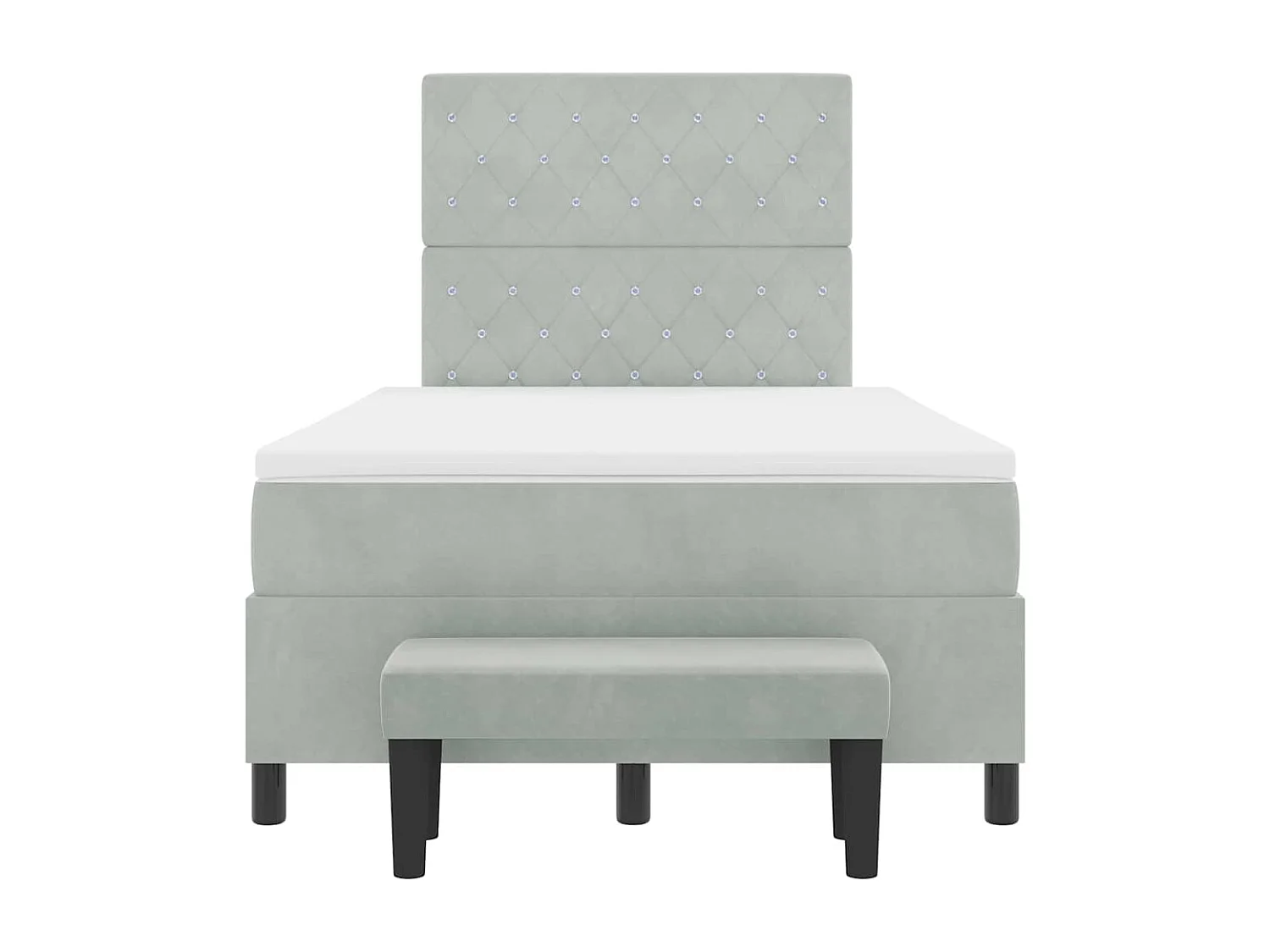Cadre de lit avec matelas Gris clair 120 x 190 cm Velours