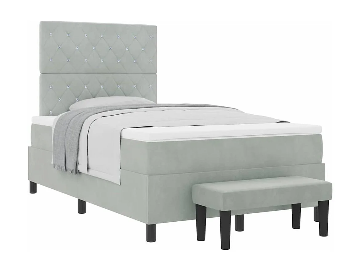 Cadre de lit avec matelas Gris clair 120 x 190 cm Velours