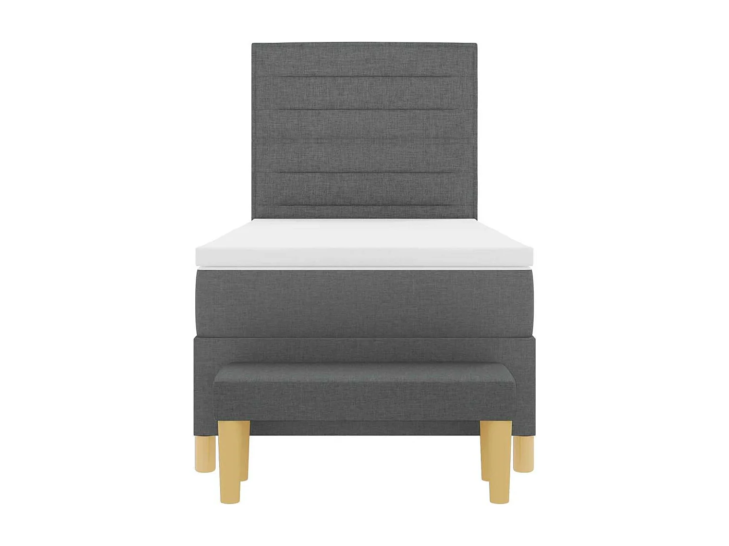 Cadre de lit avec matelas Gris foncé 90 x 190 cm tissu