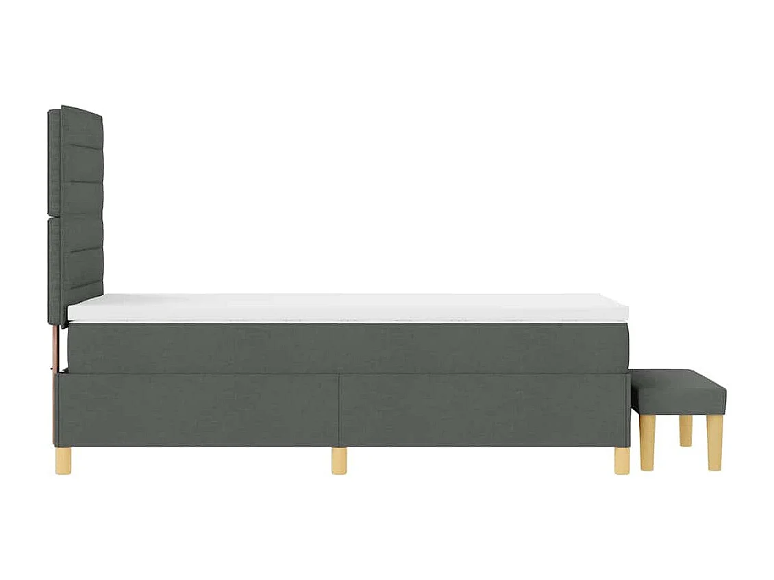 Cadre de lit avec matelas Gris foncé 90 x 190 cm tissu