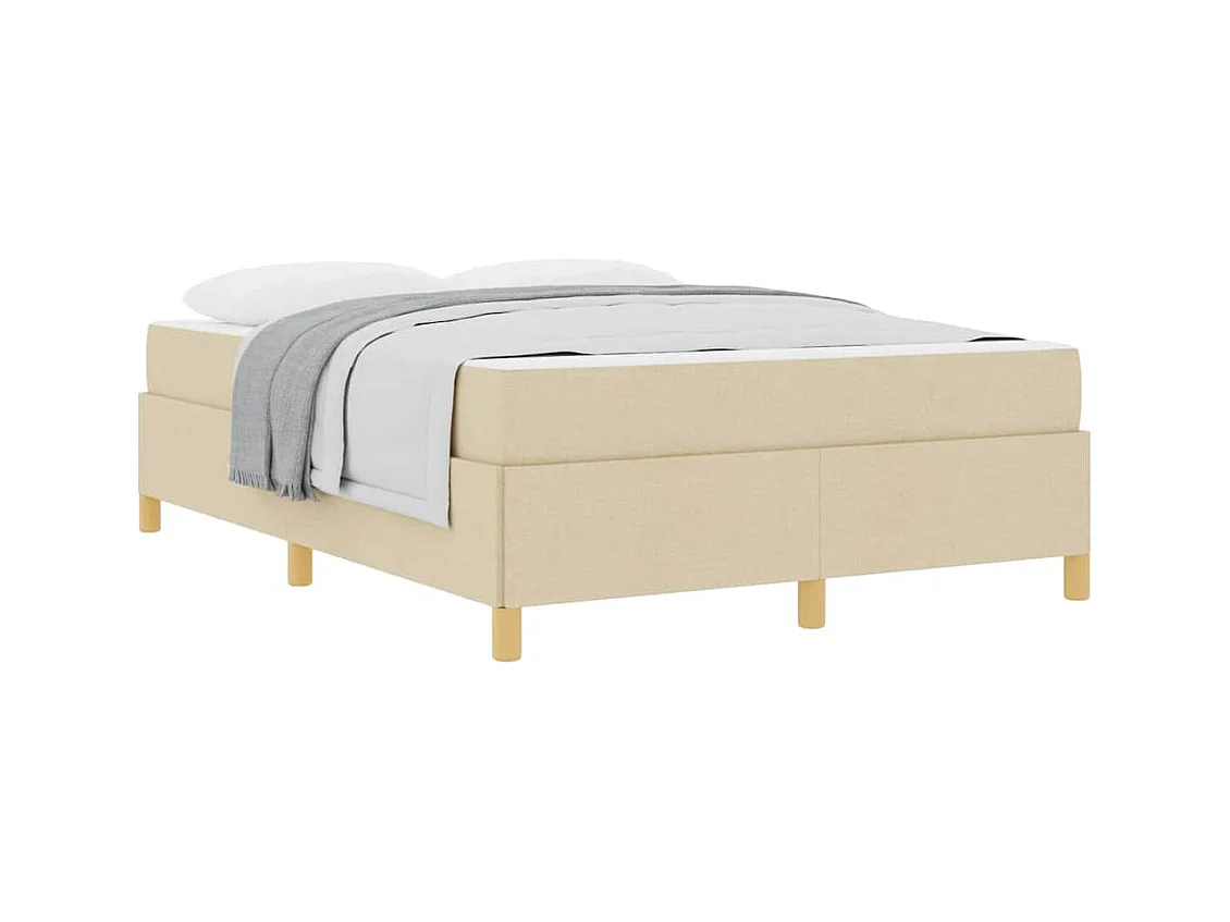 Cadre de lit avec matelas Crème et Blanc 160 x 200 cm tissu