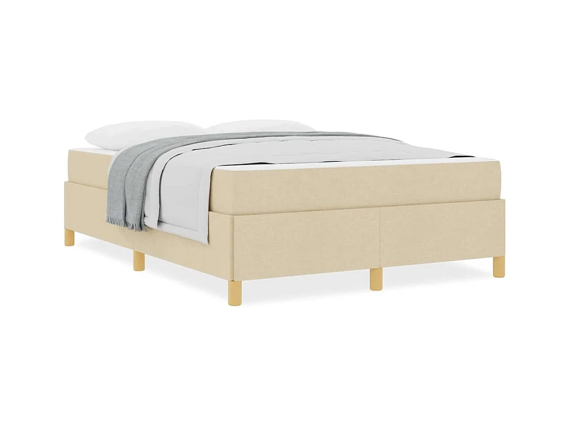 Cadre de lit avec matelas Crème et Blanc 160 x 200 cm tissu