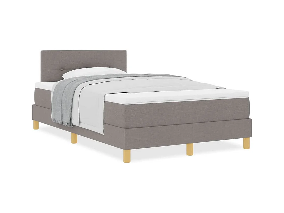 Cadre de lit avec matelas Taupe 120 x 190 cm tissu