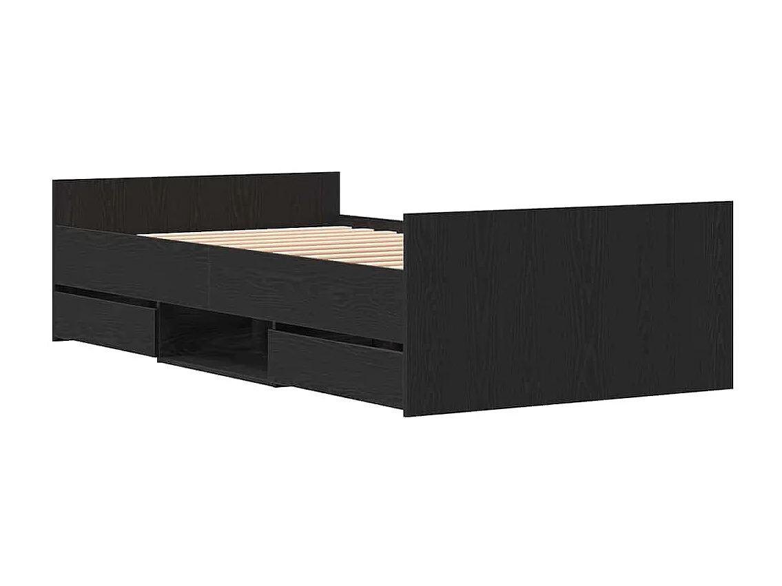 Estructura de cama Roble negro 90 x 200 cm Madera contrachapada