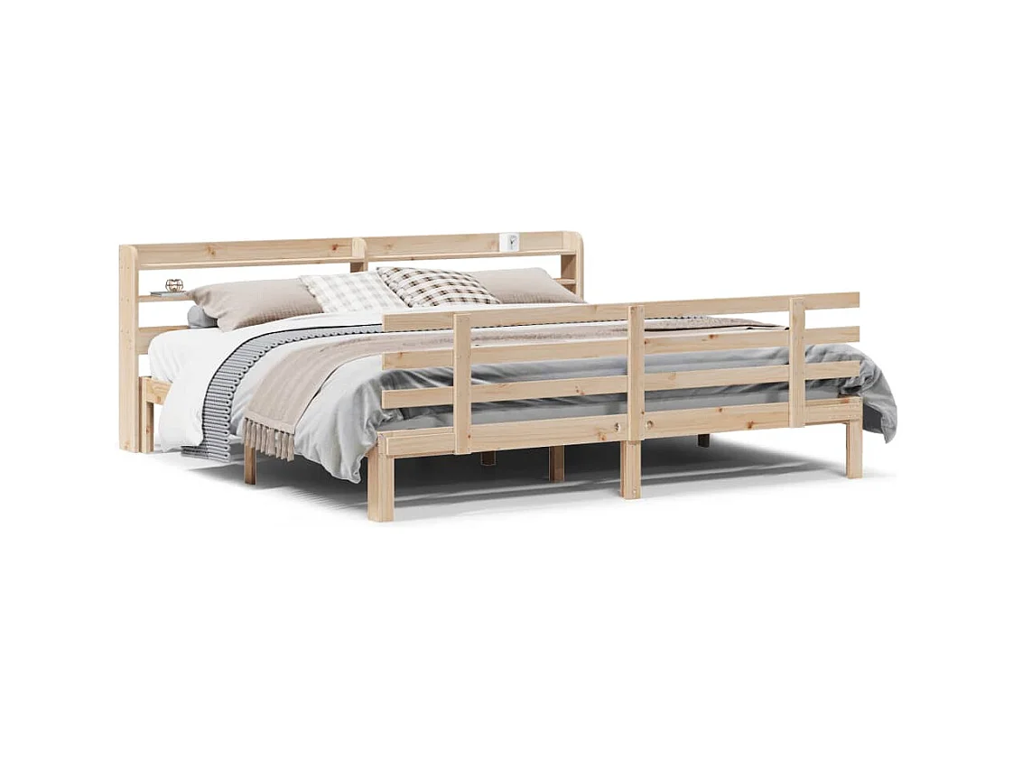 Cadre de lit avec tête de lit sans matelas 200x200 cm