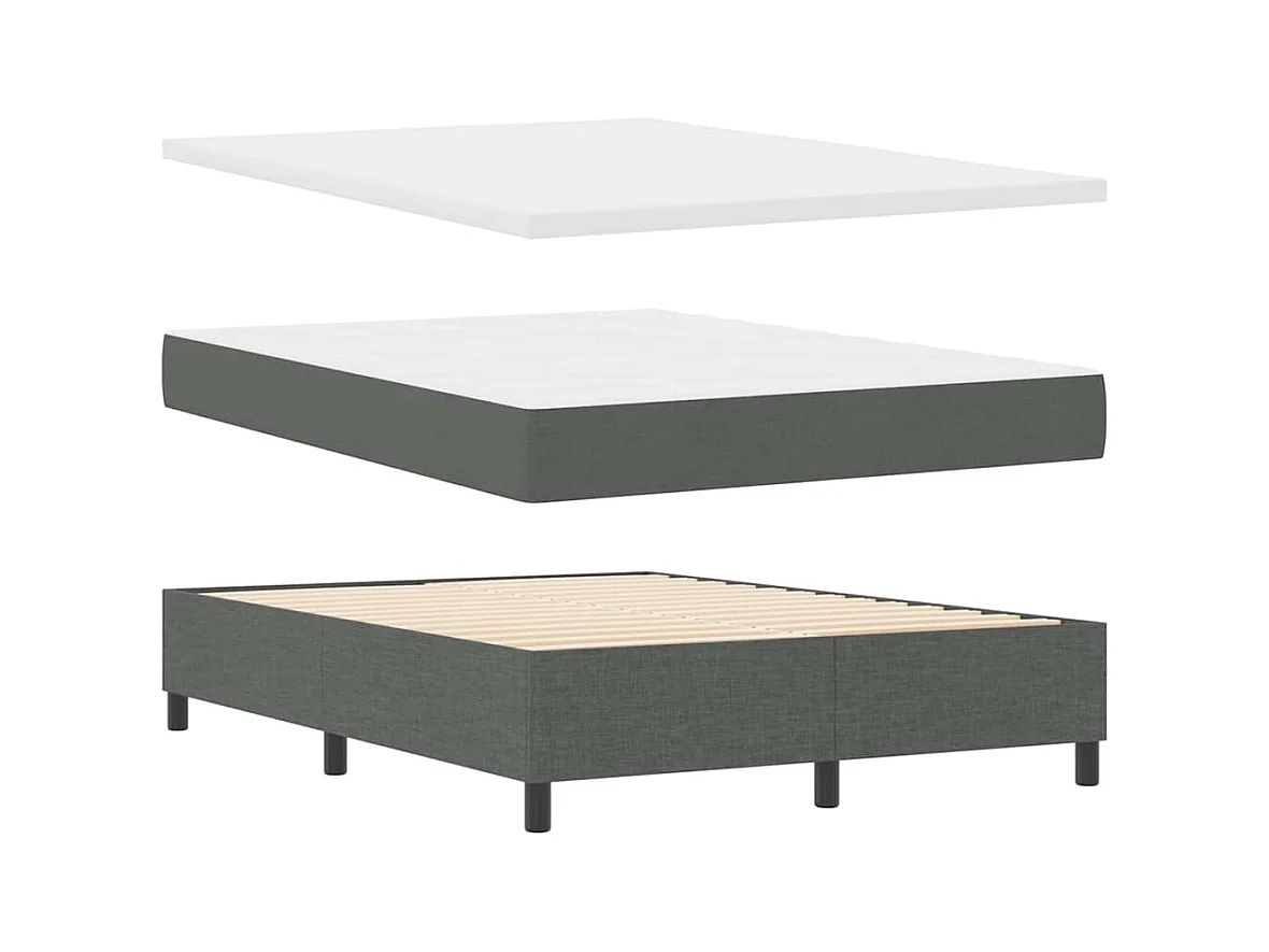 Cadre de lit avec matelas Gris foncé 140 x 190 cm tissu