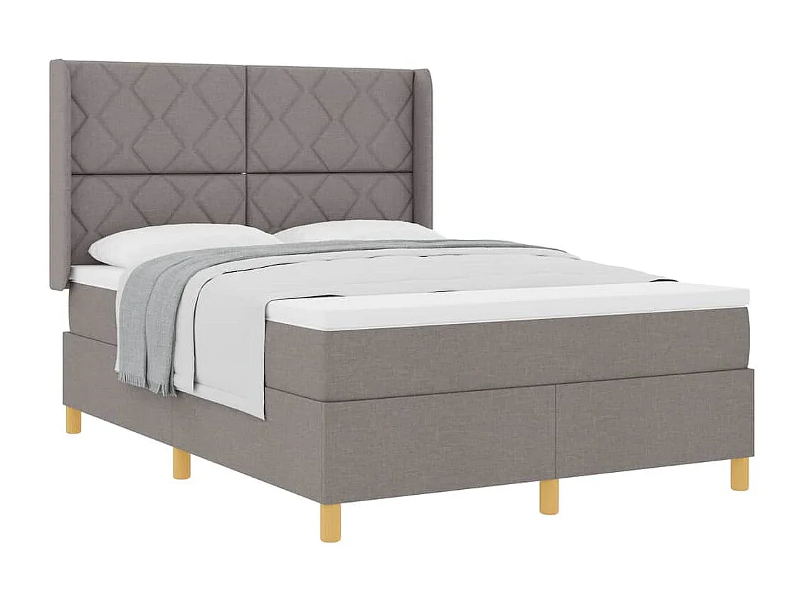 Cadre de lit avec matelas Taupe 160 x 200 cm tissu