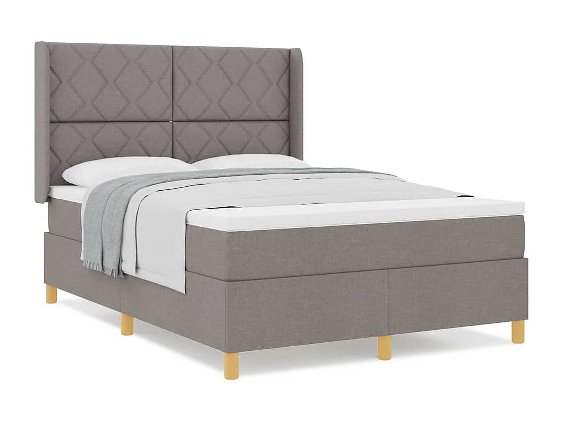 Cadre de lit avec matelas Taupe 160 x 200 cm tissu