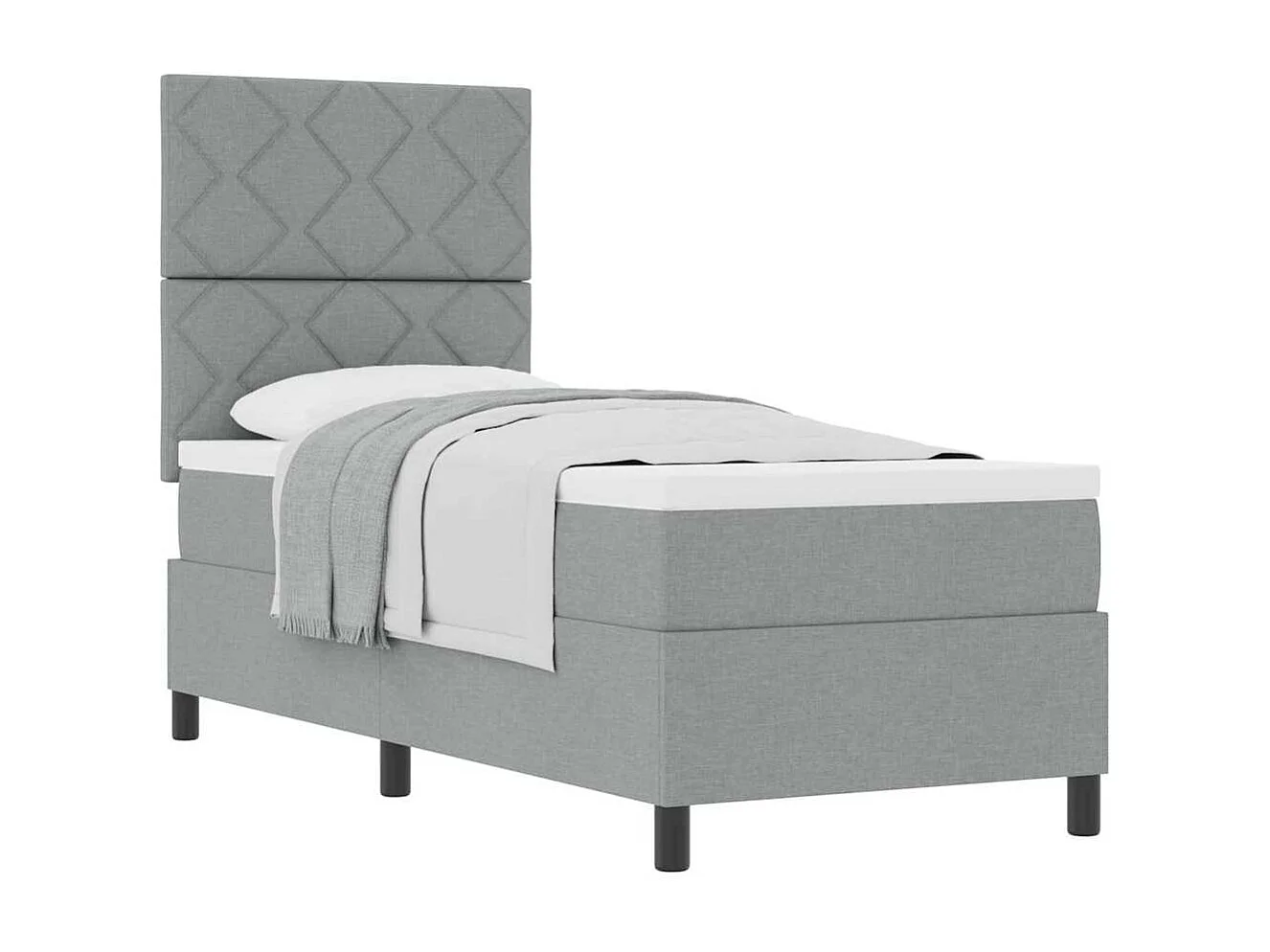 Cama Box com colchão Cinzento-claro 80 x 200 cm tecido