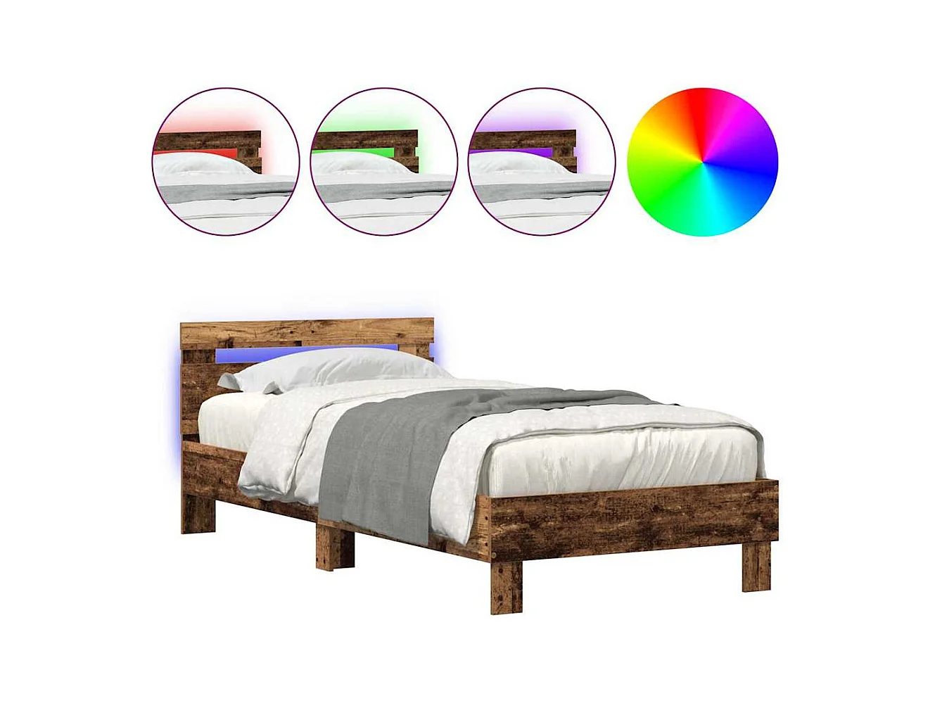 Estructura de cama con cabecera Madera vieja 75 x 190 cm