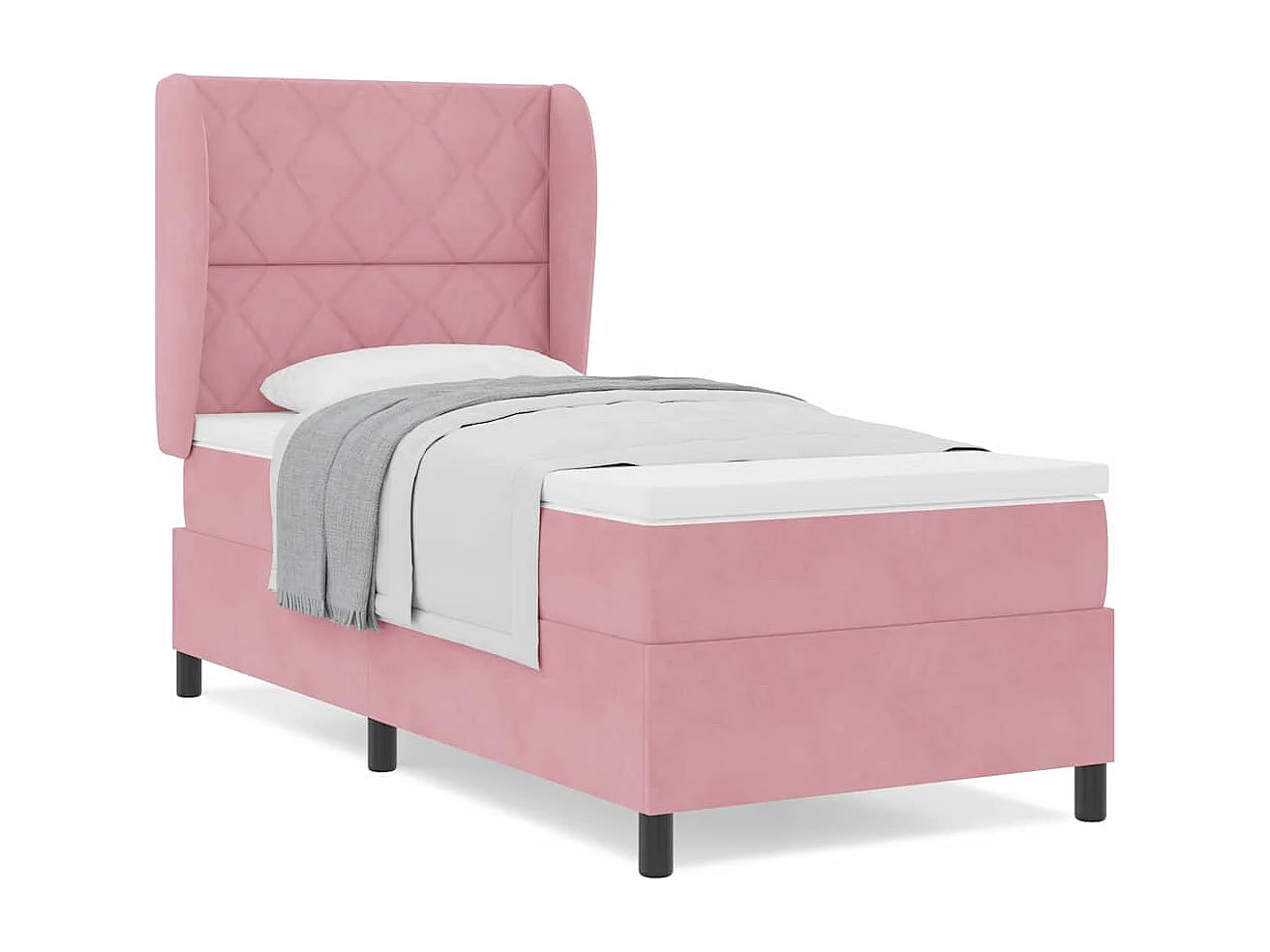 Cadre de lit avec matelas Rose 90 x 190 cm Velours