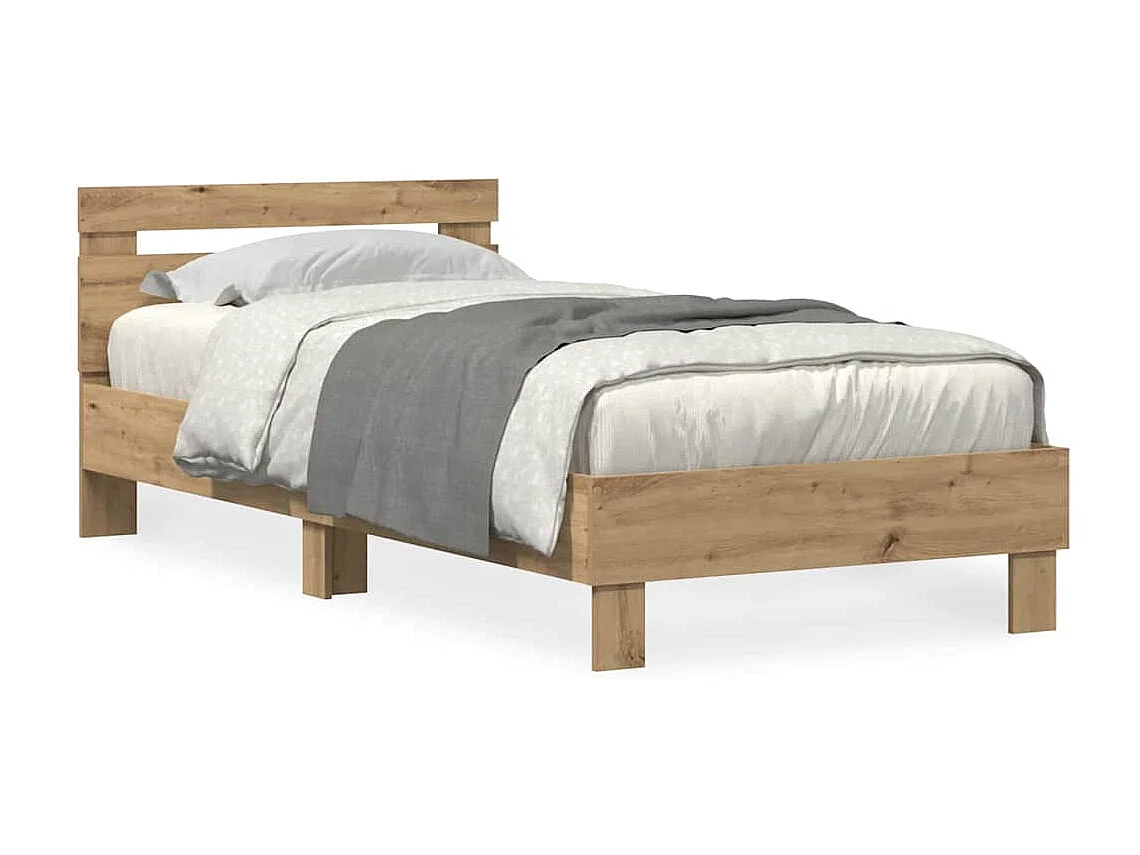 Cadre de lit chêne artisanal 75 x 190 cm Bois d'ingénierie