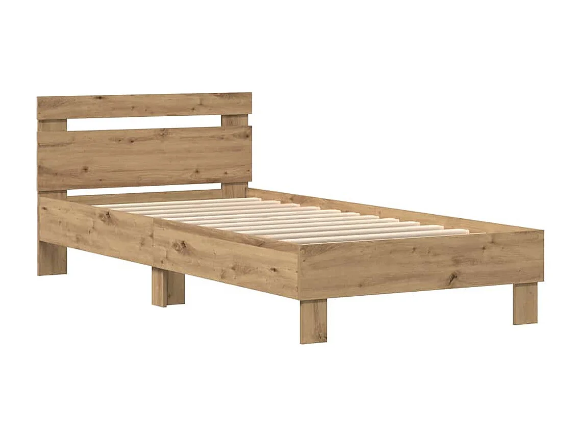Cadre de lit chêne artisanal 75 x 190 cm Bois d'ingénierie