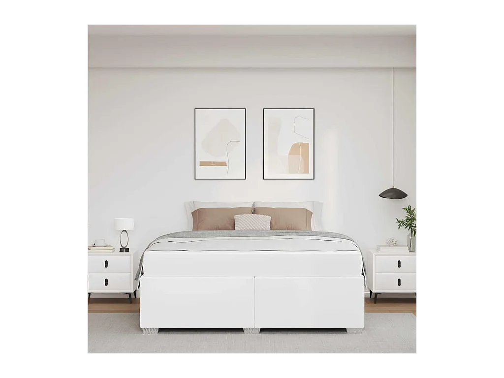Cadre de lit Blanc 160 x 200 cm Faux cuir