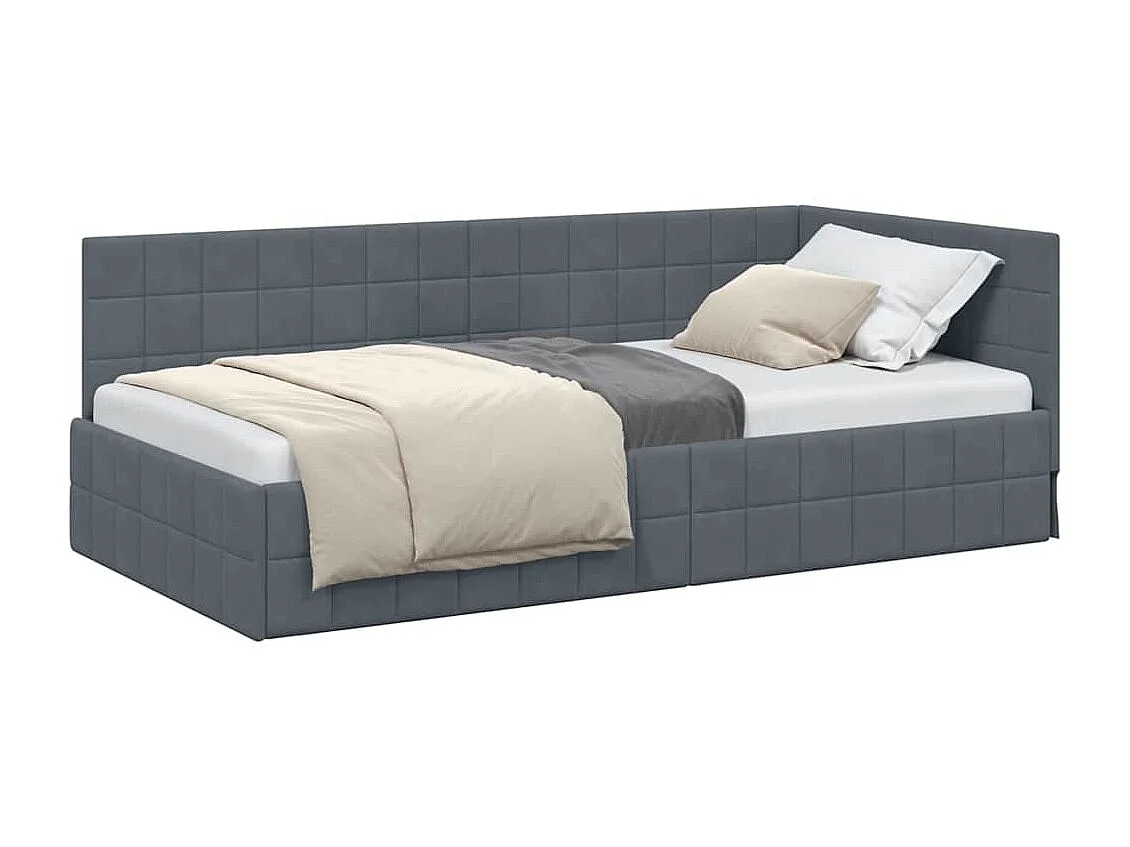Estructura de cama en esquina Gris oscuro 90 x 190 cm