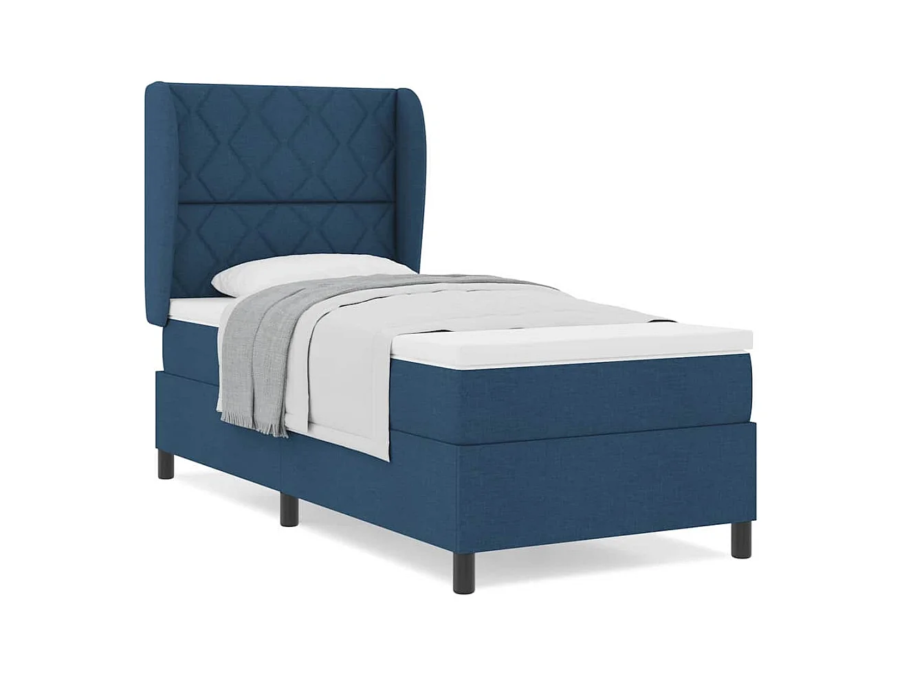 Boxspring bed met matras met hoofdeinde Blauw 100 x 200 cm Stof