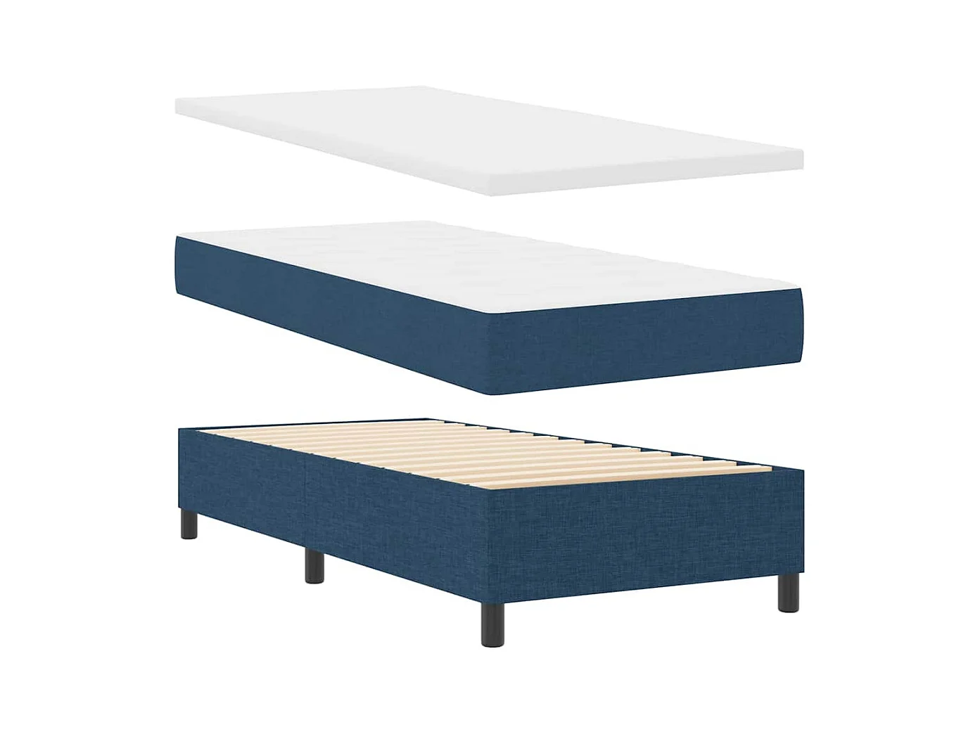 Boxspring bed met matras met hoofdeinde Blauw 100 x 200 cm Stof