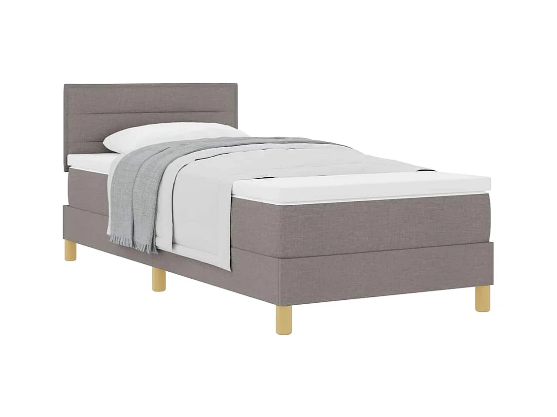 Cadre de lit avec matelas avec matelas Taupe 80 x 200 cm tissu