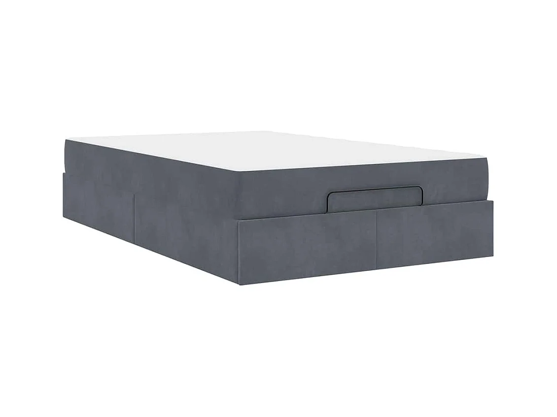 Cadre de lit avec matelas Gris foncé 140 x 190 cm Velours