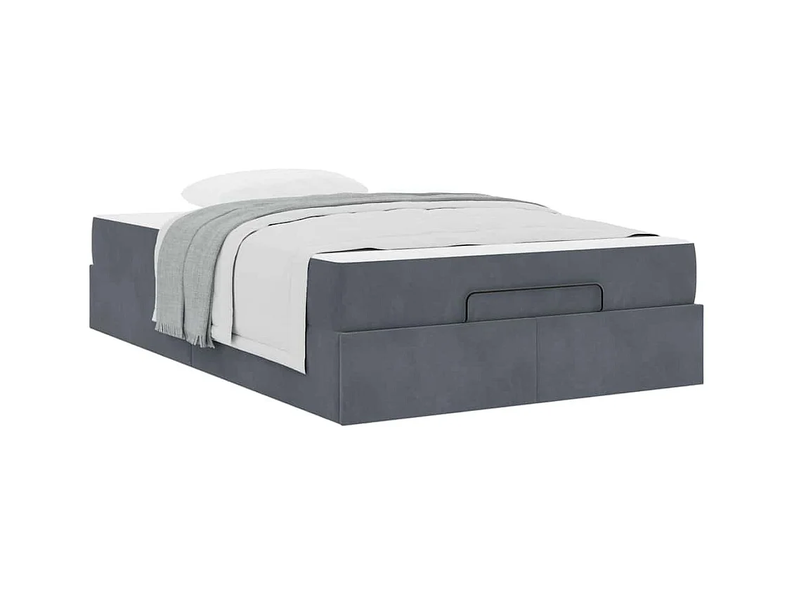Cadre de lit avec matelas Gris foncé 140 x 190 cm Velours
