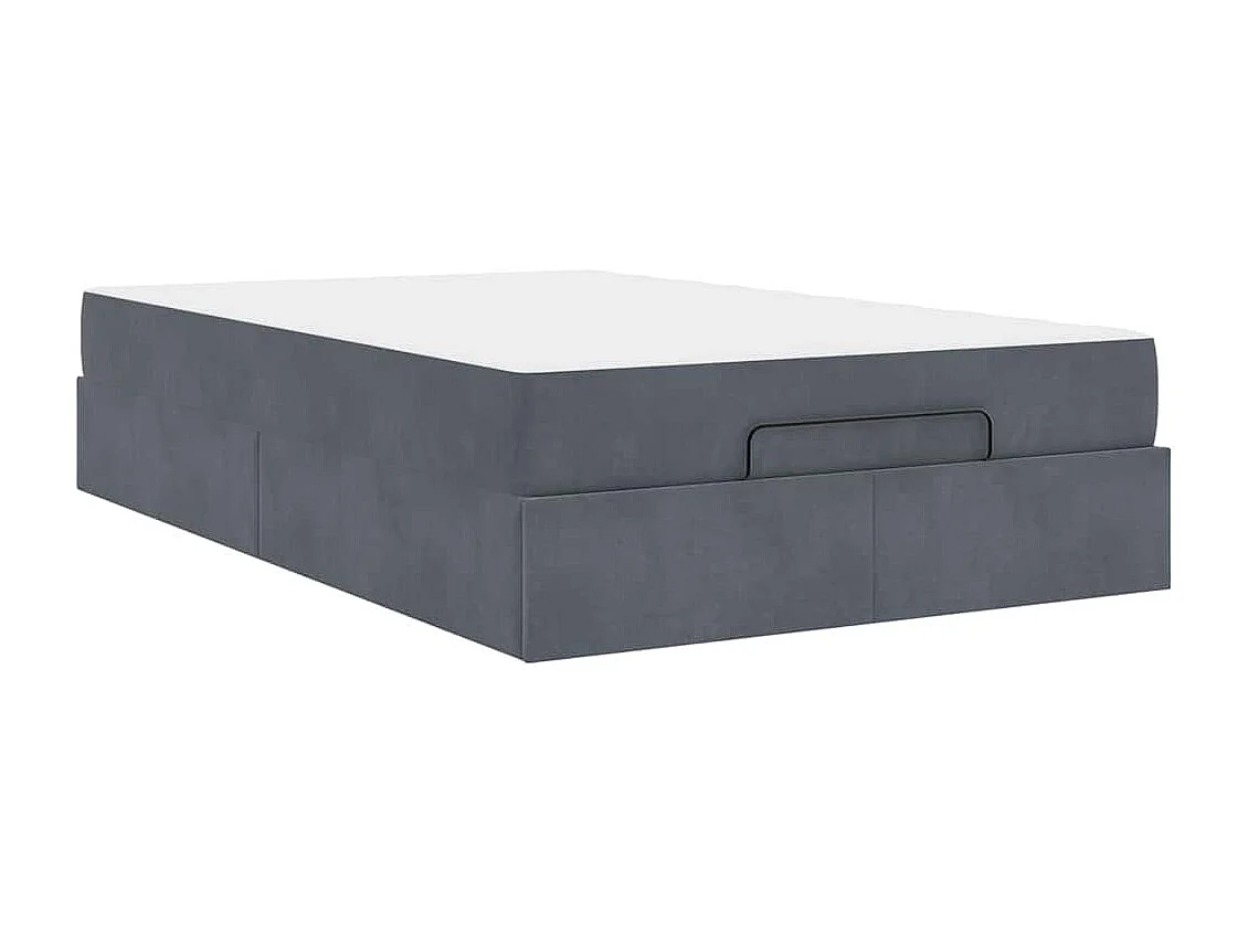Cadre de lit avec matelas Gris foncé 140 x 190 cm Velours