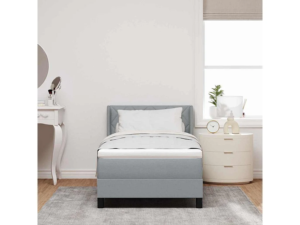 Boxspringbed met matras met matras Lichtgrijs 90 x 200 cm
