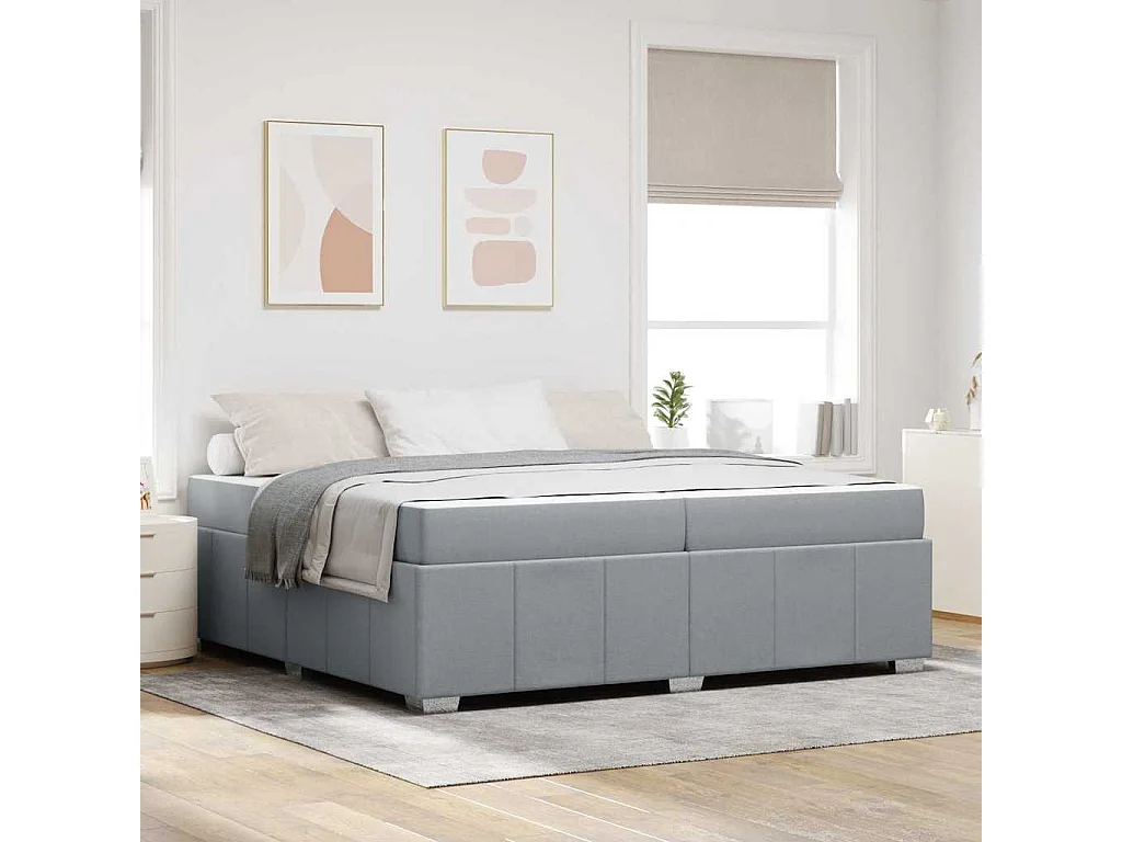 Bedframe met matras Lichtgrijs 200 x 200 cm Stof