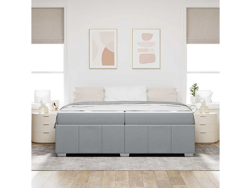 Bedframe met matras Lichtgrijs 200 x 200 cm Stof