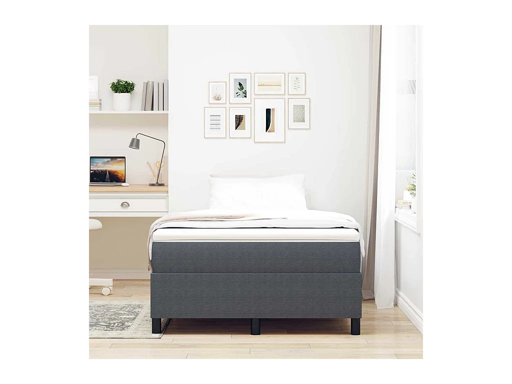 Cadre de lit Gris foncé 120 x 190 cm Tissu en velours côtelé