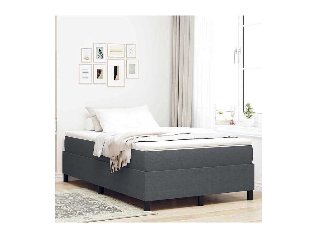 Boxspring bed Donkergrijs 120 x 190 cm Katoenen stof