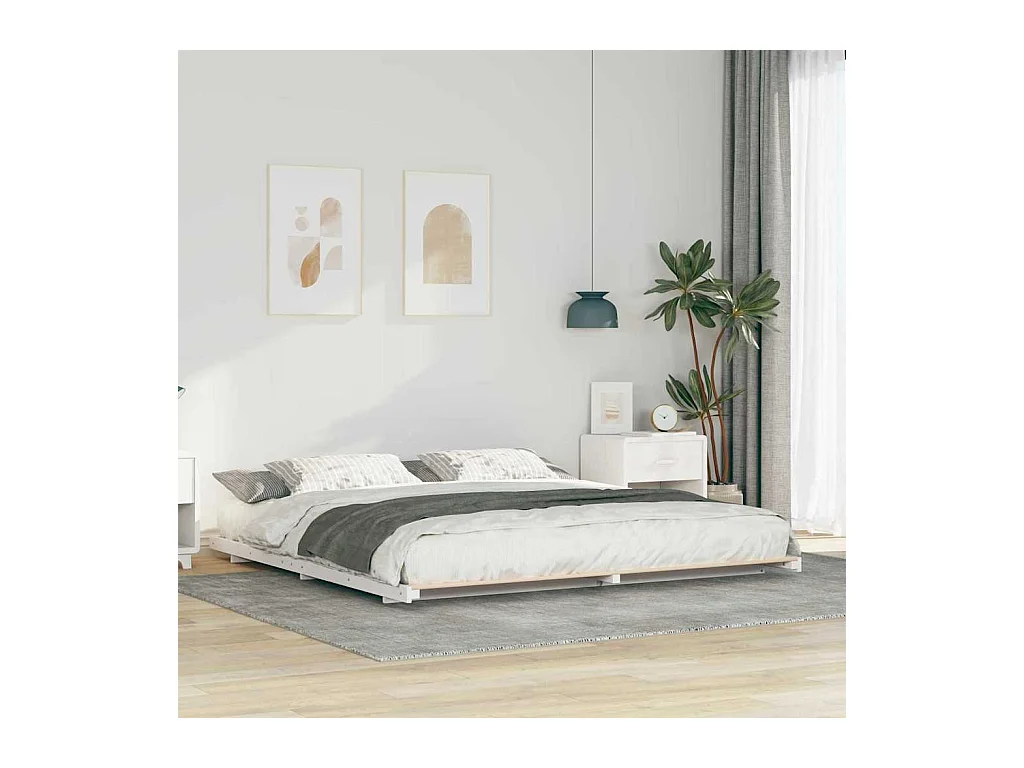 Estructura de cama Blanco 180 x 200 cm Madera maciza de pino