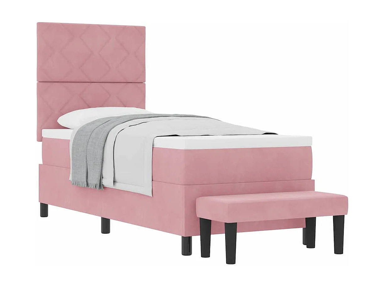 Cadre de lit avec matelas Rose 80 x 200 cm Velours