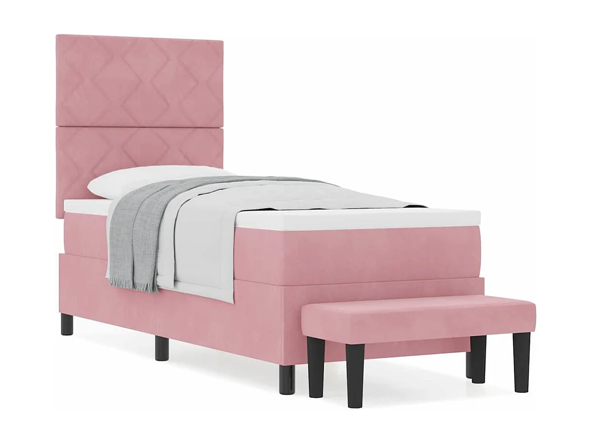 Cadre de lit avec matelas Rose 80 x 200 cm Velours